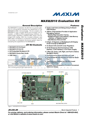 MAXQ2010-KIT datasheet - Evaluation Kit