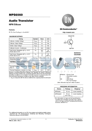 MPS6560G datasheet - Audio Transistor NPN Silicon