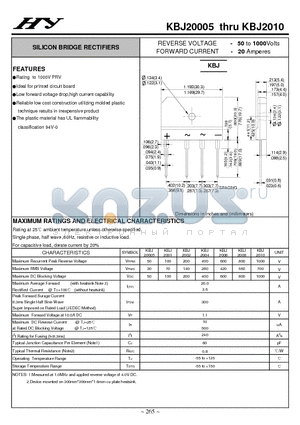 KBJ2001 datasheet - SILICON BRIDGE RECTIFIERS