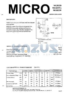 MGB32W datasheet - GREEN LED LAMPS