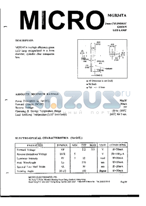 MGB34TA datasheet - 3mm CYLINDRIC GREEN LED LAMP