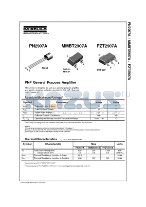 PZT2907A datasheet - PNP General Purpose Amplifier
