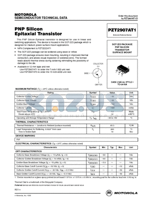 PZT2907A datasheet - SOT-223 PACKAGE PNP SILICON TRANSISTOR SURFACE MOUNT