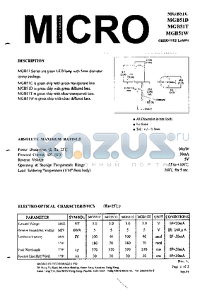 MGB51D datasheet - GREEN LED LAMPS