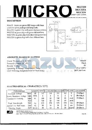 MGC32TA datasheet - GREEN LED LAMPS