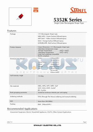 MAY5352K datasheet - Single Color Rectangular Shape Type