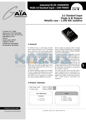 MGDBI-10-C-F datasheet - Industrial DC/DC CONVERTER