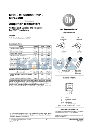 MPS8599RLRA datasheet - Amplifier Transistors