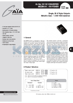 MGDS-04-C-C-T datasheet - Hi-Rel DC/DC CONVERTER