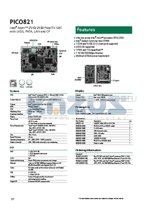 PICO821LGA-Z530 datasheet - LVDS LCD supported