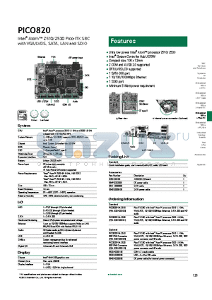 PICO820VGA-Z530 datasheet - 1 SDIO port
