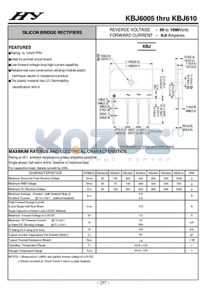 KBJ6005 datasheet - SILICON BRIDGE RECTIFIERS