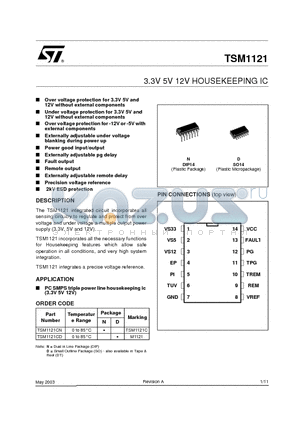 M1121 datasheet - 3.3V 5V 12V HOUSEKEEPING IC