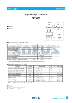 PZTA96S datasheet - High Voltage Transistor