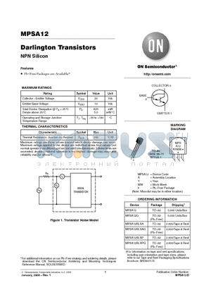 MPSA12 datasheet - Darlington Transistors NPN Silicon