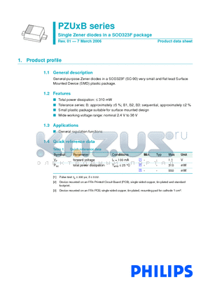 PZU13B datasheet - Single Zener diodes in a SOD323F package