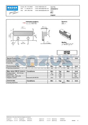 M12 datasheet - Magnet