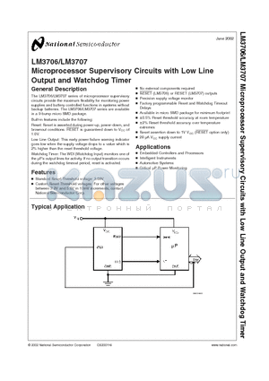 LM3706 datasheet - Microprocessor Supervisory Circuits with Low Line Output and Watchdog Timer