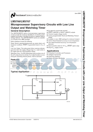 LM3706XQBP-308 datasheet - Microprocessor Supervisory Circuits with Low Line Output and Watchdog Timer