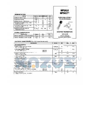 MPSA17 datasheet - CHOPPER TRANSISTORS