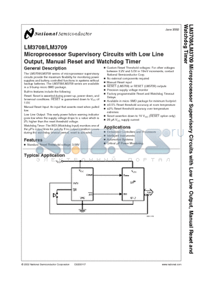LM3708XQBPX-308 datasheet - Microprocessor Supervisory Circuits with Low Line Output, Manual Reset and Watchdog Timer