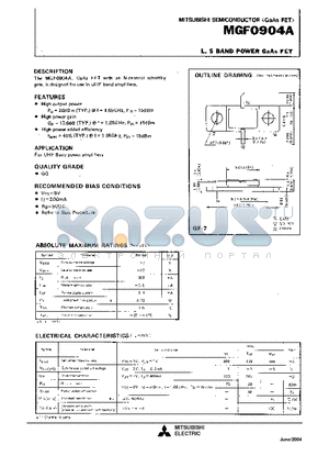 MGF0904A_1 datasheet - L,S BAND POWER GaAs FET