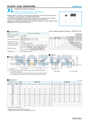 QXL2B474KTP datasheet - PLASTIC FILM CAPACITORS