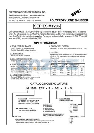 M1206EFR-3-0.01-1-4-1 datasheet - POLYPROPYLENE SNUBBER