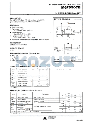 MGF0907B datasheet - L,S BAND POWER GaAs FET