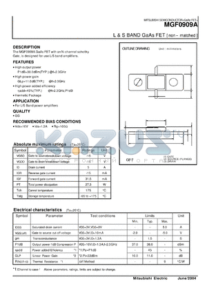 MGF0909A_1 datasheet - L,S BAND POWER GaAs FET