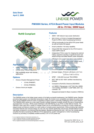 PIM300AZ datasheet - ATCA Board Power Input Modules