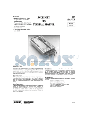 PIN-001 datasheet - ACCESSORY PIN TERMINAL ADAPTOR