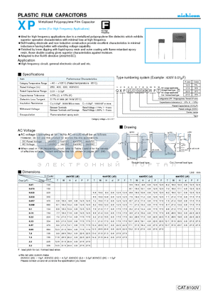 QXP2J105KRP datasheet - PLASTIC FILM CAPACITORS