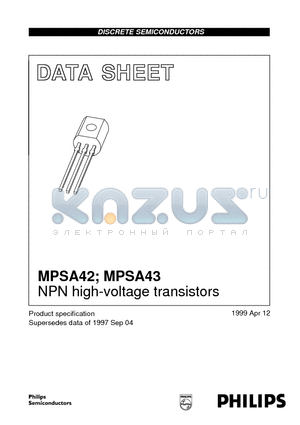 MPSA42 datasheet - NPN high-voltage transistors