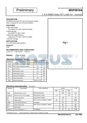 MGF0918A datasheet - L & S BAND GaAs FET [ SMD non - matched ]