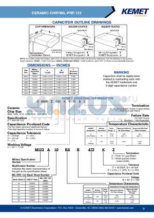 M12310BXB472DZ datasheet - CAPACITOR OUTLINE DRAWINGS
