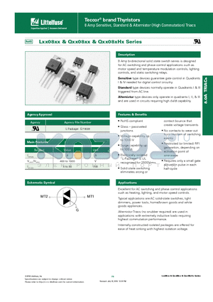 QXX08DYYRP datasheet - 8 Amp bi-directional solid state switch series is designed for AC switching and phase