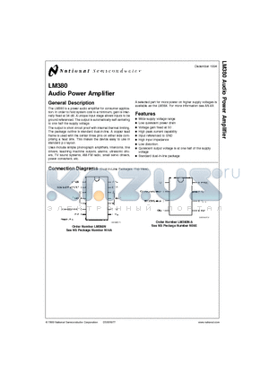 LM380 datasheet - Audio Power Amplifier