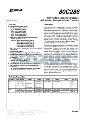 IS80C286-20 datasheet - High Performance Microprocessor with Memory Management and Protection