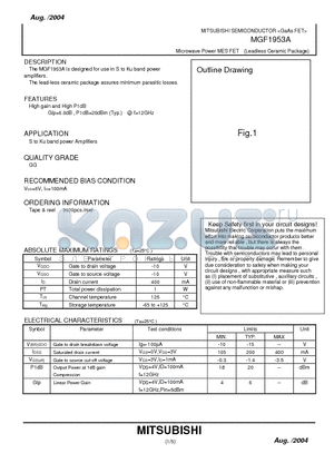 MGF1953A datasheet - Microwave Power MES FET