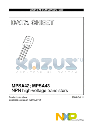 MPSA43 datasheet - NPN high-voltage transistors