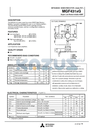 MGF4316 datasheet - Super Low Noise InGaAs HEMT