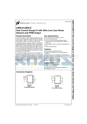 LM3815M-1.0 datasheet - Fast Current Gauge IC with Ultra Low Loss Sense Element and PWM Output
