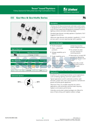 QXX15R5 datasheet - 15 Amp and 16 Amp bi-directional solid state switch series is designed for AC