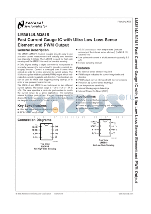 LM3815M-7.0 datasheet - Fast Current Gauge IC with Ultra Low Loss Sense Element and PWM Output