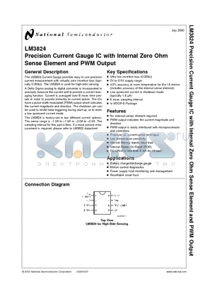 LM3824MM-2.0 datasheet - Precision Current Gauge IC with Internal Zero Ohm Sense Element and PWM Output