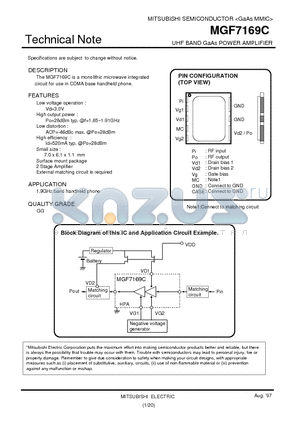 MGF7169C datasheet - UHF BAND GaAs POWER AMPLIFIER