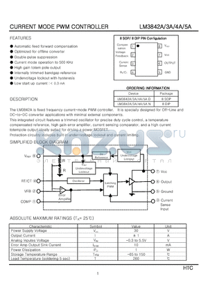 LM3842AN datasheet - CURRENT MODE PWM CONTROLLER