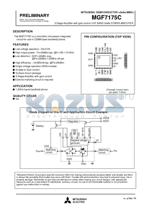 MGF7175C datasheet - 3 Stage Amplifier with gain control UHF BAND GaAs POWER AMPLIFIER