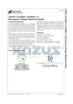 LM385-1.2 datasheet - Micropower Voltage Reference Diode